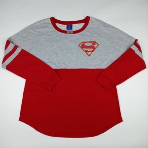 Superman Long Sleeve Shirt Women's Juniors Size 15/17 XL Gray Red